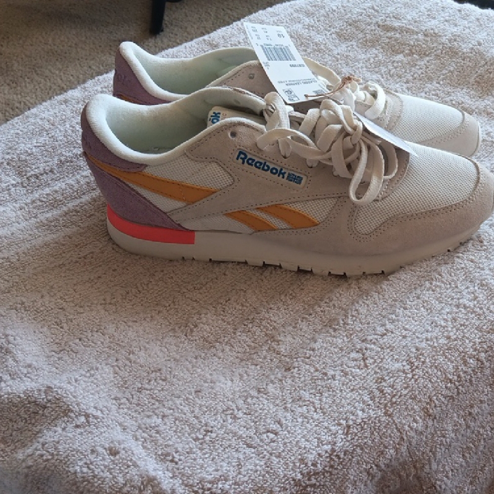 Reebok White and Yellow Athletic Shoes Classic Design
